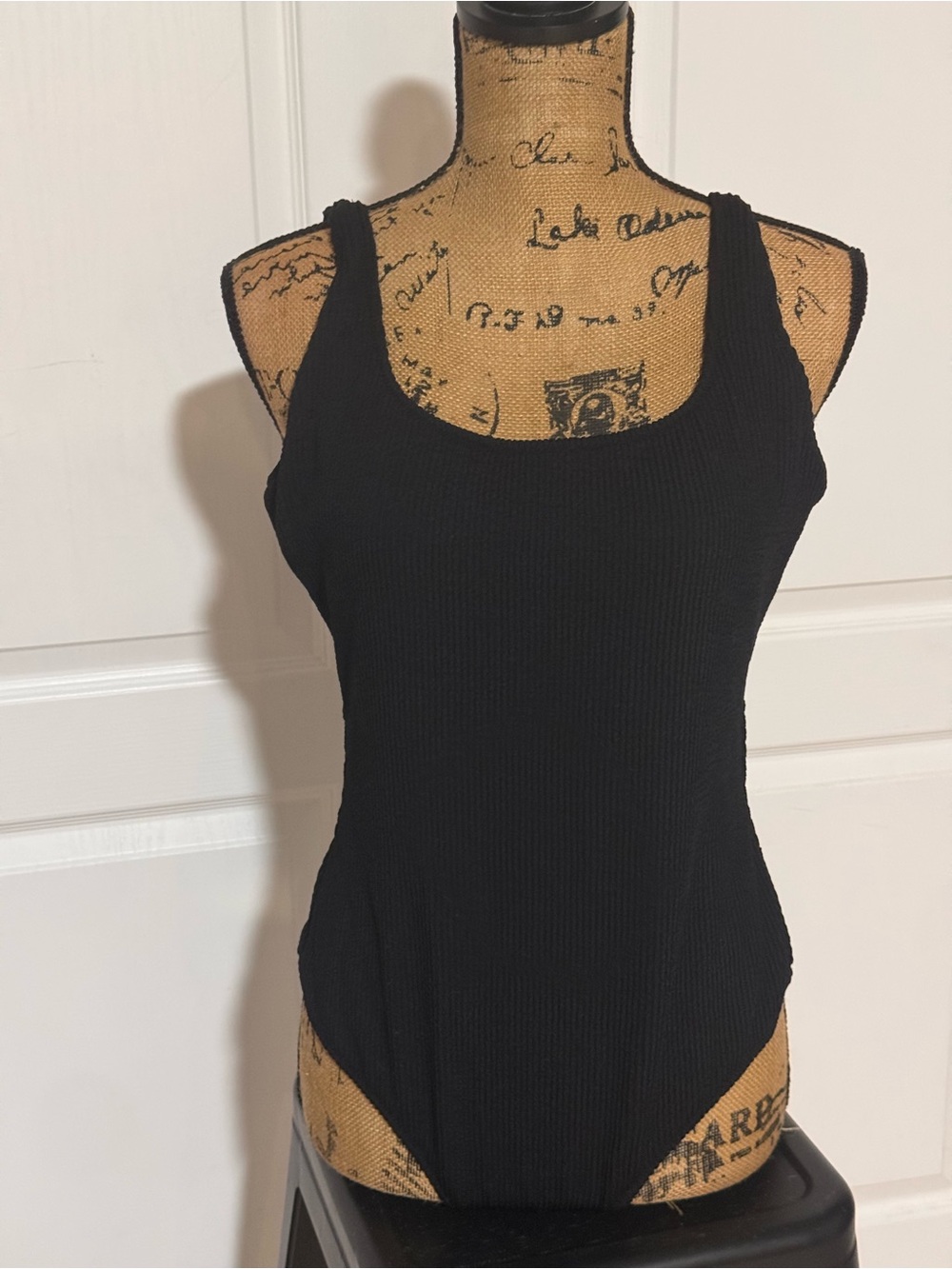Aerie, NWT! Black Ribbed Scoop Neck swimsuit